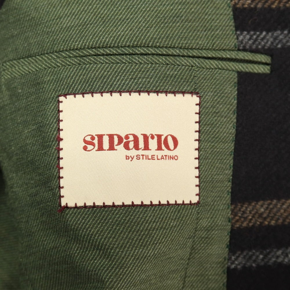 【新品】シパーリオ バイ スティレラティーノ SIPARIO by STILE LATINO ウールカシミヤ チェック 3B テーラードジャケット ブラックxベージュ【サイズ44 Drop8R】【 状態ランクN 】【 メンズ 】