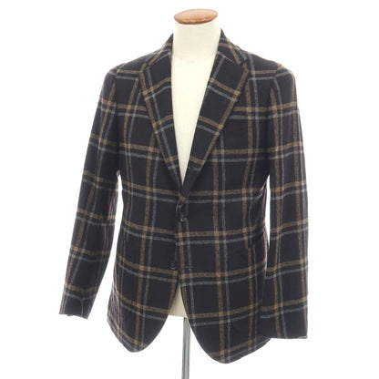 【新品】シパーリオ バイ スティレラティーノ SIPARIO by STILE LATINO ウールカシミヤ チェック 3B テーラードジャケット ブラックxベージュ【サイズ48 Drop8R】【 状態ランクN 】【 メンズ 】