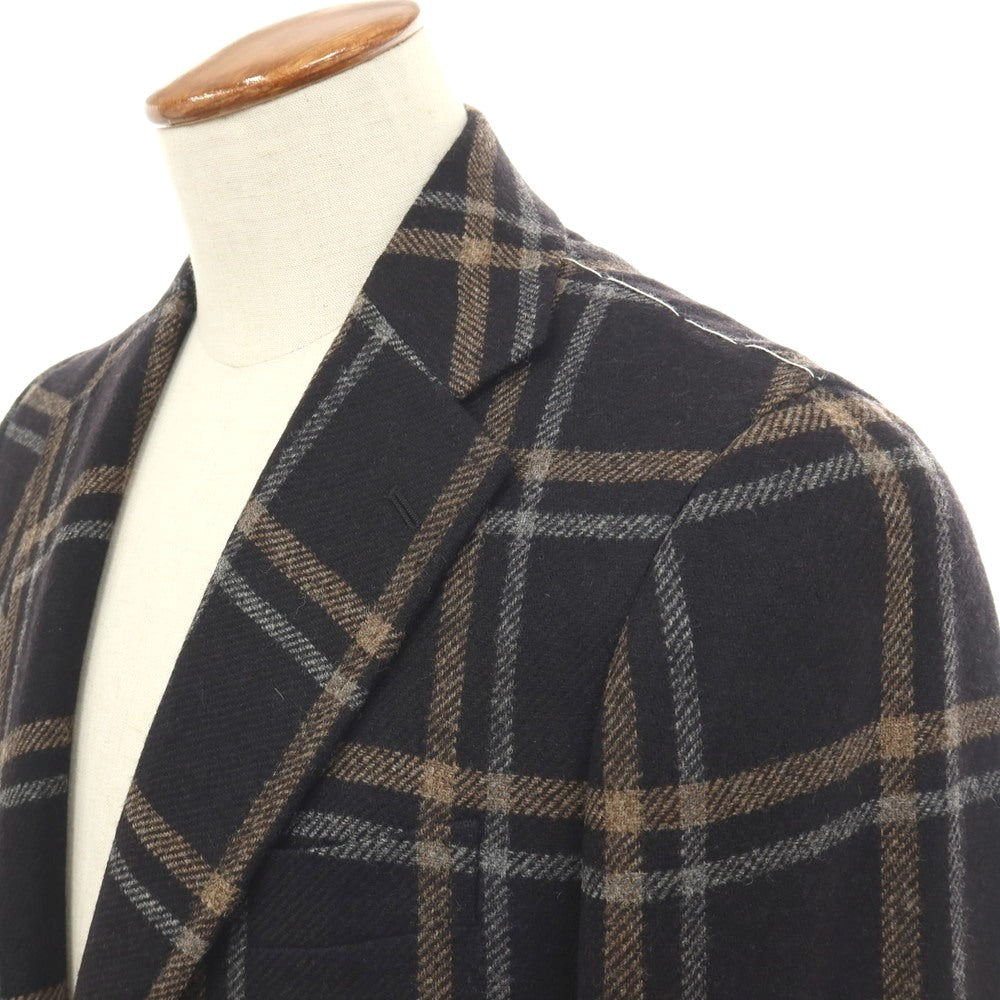 【新品】シパーリオ バイ スティレラティーノ SIPARIO by STILE LATINO ウールカシミヤ チェック 3B テーラードジャケット ブラックxベージュ【サイズ48 Drop8R】【 状態ランクN 】【 メンズ 】