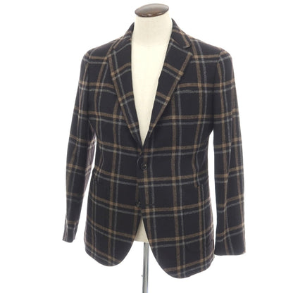 【新品】シパーリオ バイ スティレラティーノ SIPARIO by STILE LATINO ウールカシミヤ チェック 3B テーラードジャケット ブラックxベージュ【サイズ50 Drop8R】【 状態ランクN 】【 メンズ 】