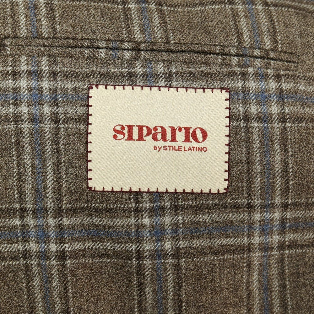 【新品】シパーリオ バイ スティレラティーノ SIPARIO by STILE LATINO ウールレーヨン チェック 3B テーラードジャケット トープxブルー【サイズ50 Drop8R】【 状態ランクN 】【 メンズ 】