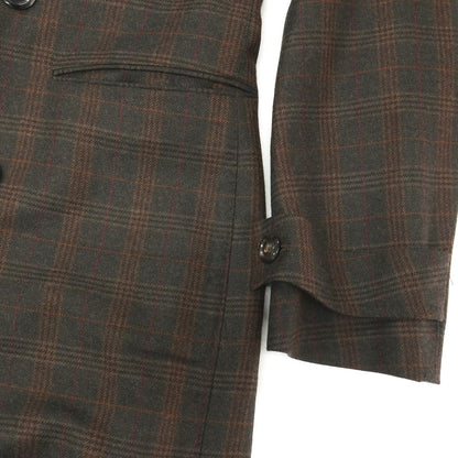 【新品】シパーリオ バイ スティレラティーノ SIPARIO by STILE LATINO ウールレーヨン チェック ダブルブレストコート ダークオリーブグリーンxブラウン【サイズ48】【 状態ランクN 】【 メンズ 】