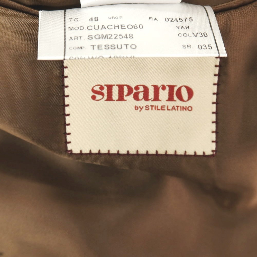【新品】シパーリオ バイ スティレラティーノ SIPARIO by STILE LATINO ウールレーヨン チェック ダブルブレストコート ダークオリーブグリーンxブラウン【サイズ48】【 状態ランクN 】【 メンズ 】