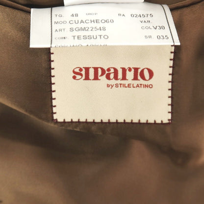 【新品】シパーリオ バイ スティレラティーノ SIPARIO by STILE LATINO ウールレーヨン チェック ダブルブレストコート ダークオリーブグリーンxブラウン【サイズ48】【 状態ランクN 】【 メンズ 】