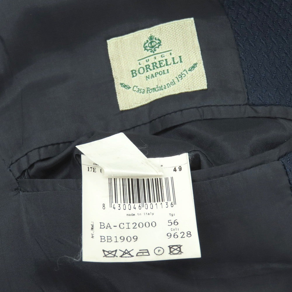 【中古】ルイジ ボレッリ Luigi Borrelli コットンウールポリウレタン 3B テーラードジャケット ネイビー【サイズ56】【 状態ランクD 】【 メンズ 】