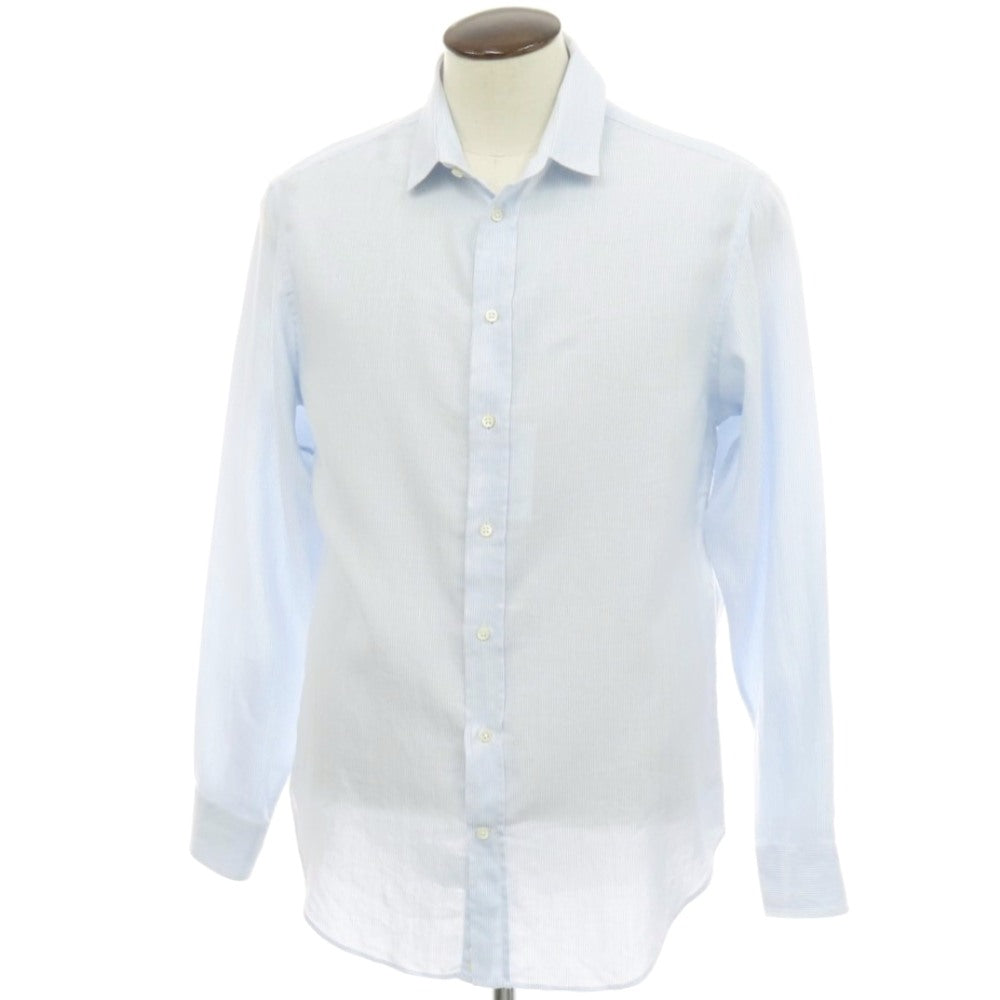 【中古】アルマーニ コレッツォーニ ARMANI COLLEZIONI コットンリネン ストライプ ショートカラー ドレスシャツ ライトブルーxホワイト【サイズ41】【 状態ランクB 】【 メンズ 】