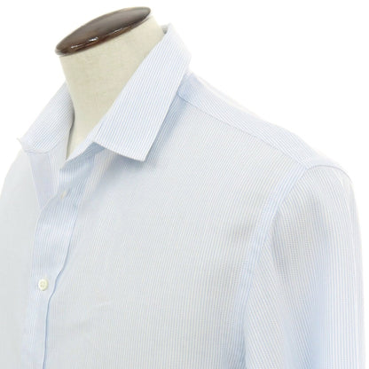 【中古】アルマーニ コレッツォーニ ARMANI COLLEZIONI コットンリネン ストライプ ショートカラー ドレスシャツ ライトブルーxホワイト【サイズ41】【 状態ランクB 】【 メンズ 】