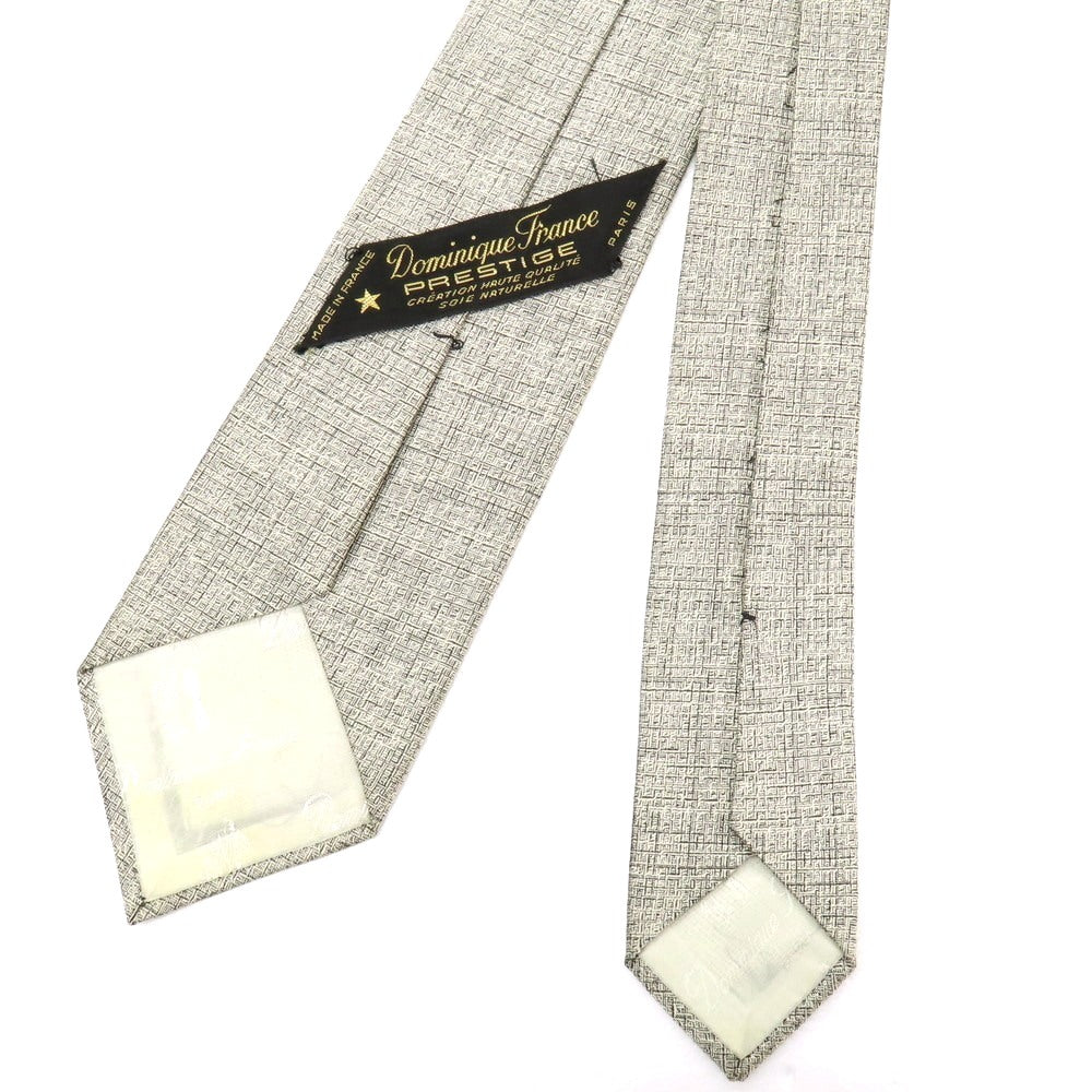 【中古】ドミニク フランス Dominique France シルク系 無地ネクタイ オフホイワイトxブラック【 状態ランクC 】【 メンズ 】