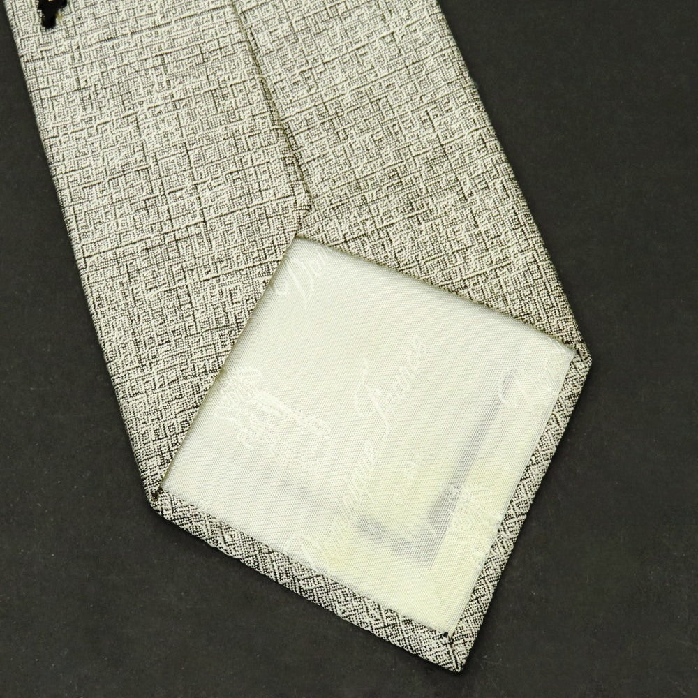 【中古】ドミニク フランス Dominique France シルク系 無地ネクタイ オフホイワイトxブラック【 状態ランクC 】【 メンズ 】