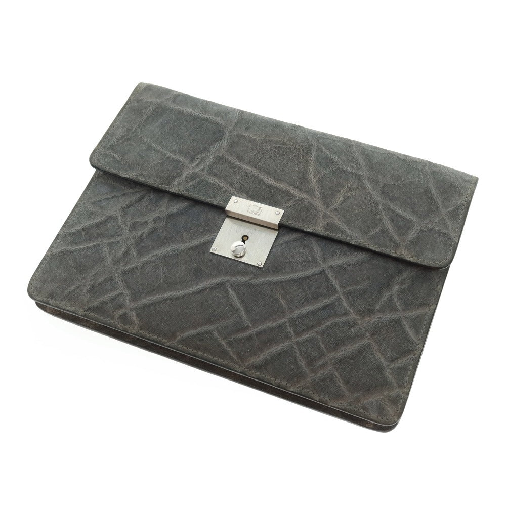【中古】ヴァレクストラ バレクストラ Valextra エレファント クラッチバッグ カーキグレー系【 状態ランクC 】【 メンズ 】