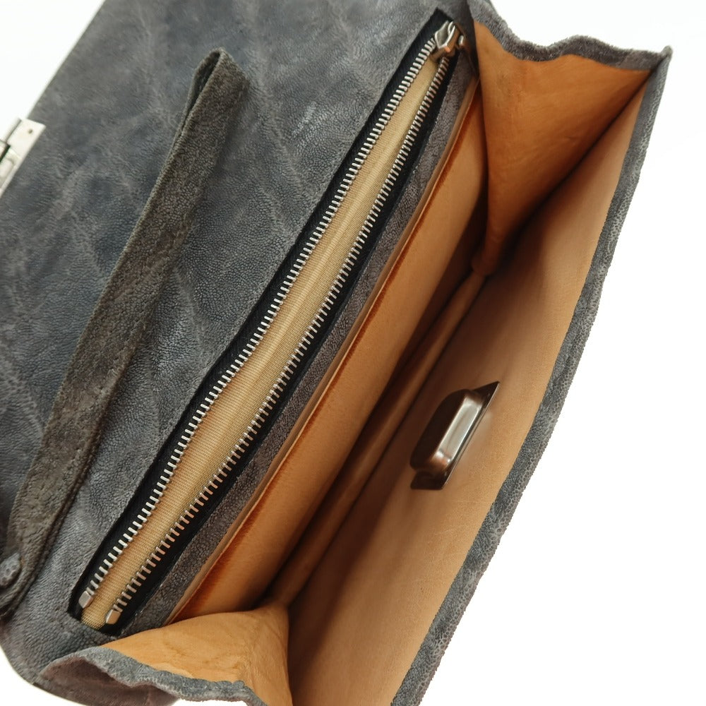 【中古】ヴァレクストラ バレクストラ Valextra エレファント クラッチバッグ カーキグレー系【 状態ランクC 】【 メンズ 】