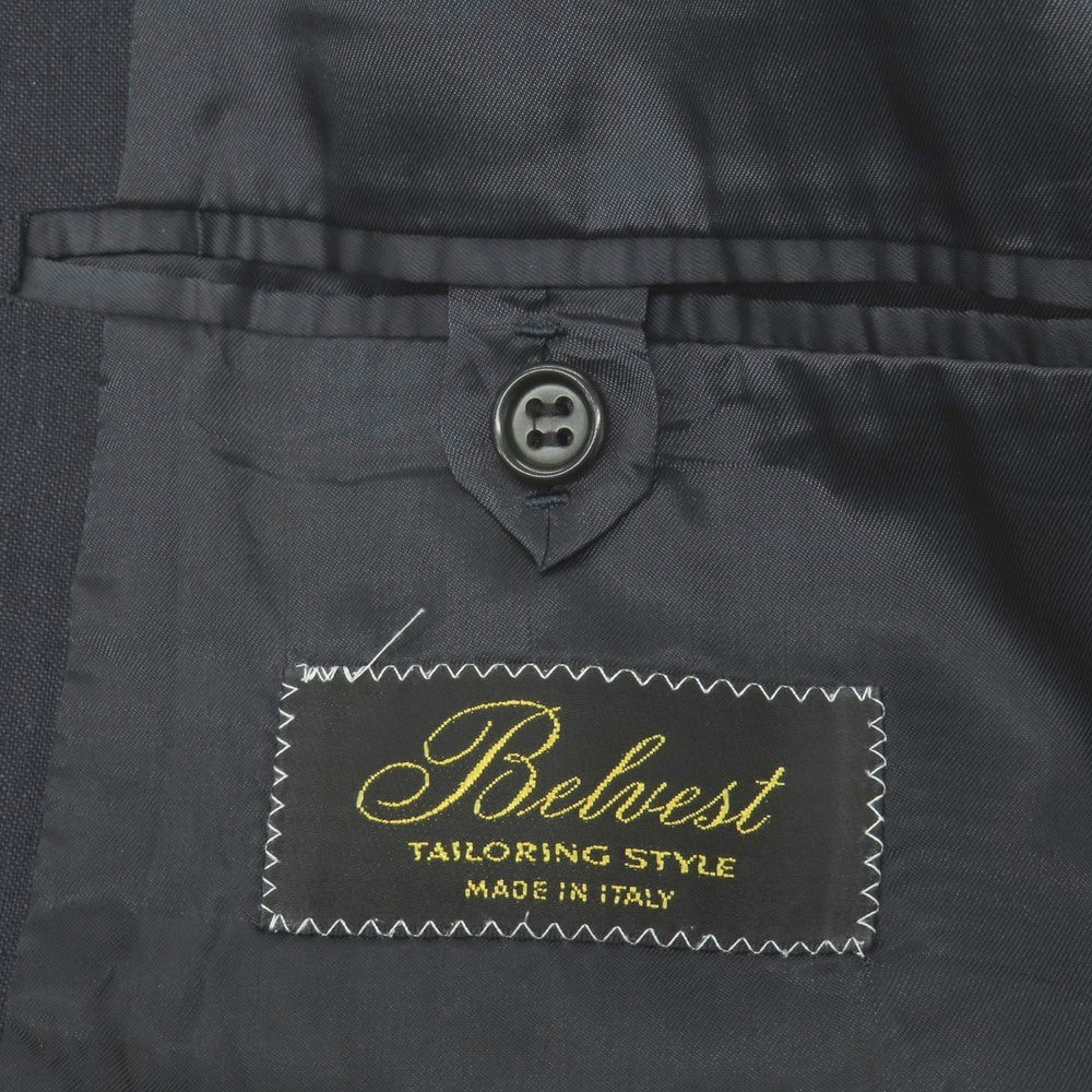 【中古】ベルベスト Belvest リネンモヘヤ ダブル4B テーラードジャケット ネイビー【サイズ46】【 状態ランクB 】【 メンズ 】