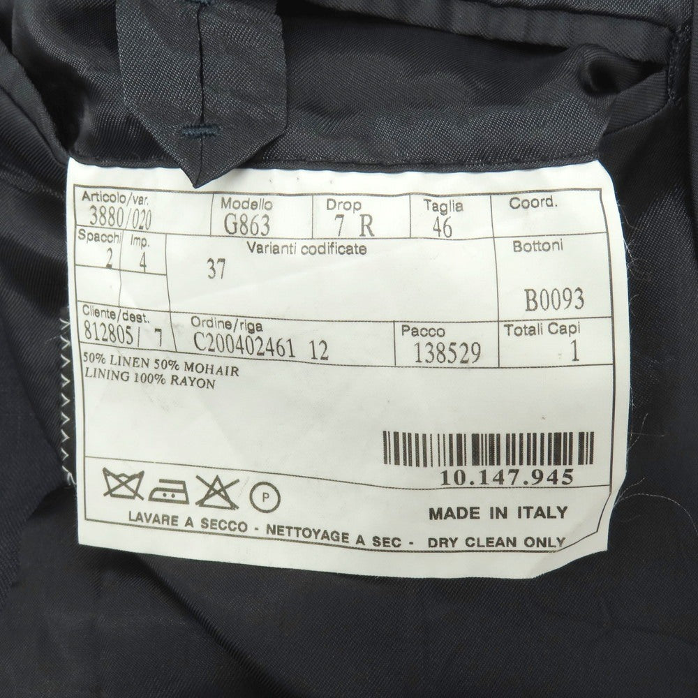 【中古】ベルベスト Belvest リネンモヘヤ ダブル4B テーラードジャケット ネイビー【サイズ46】【 状態ランクB 】【 メンズ 】