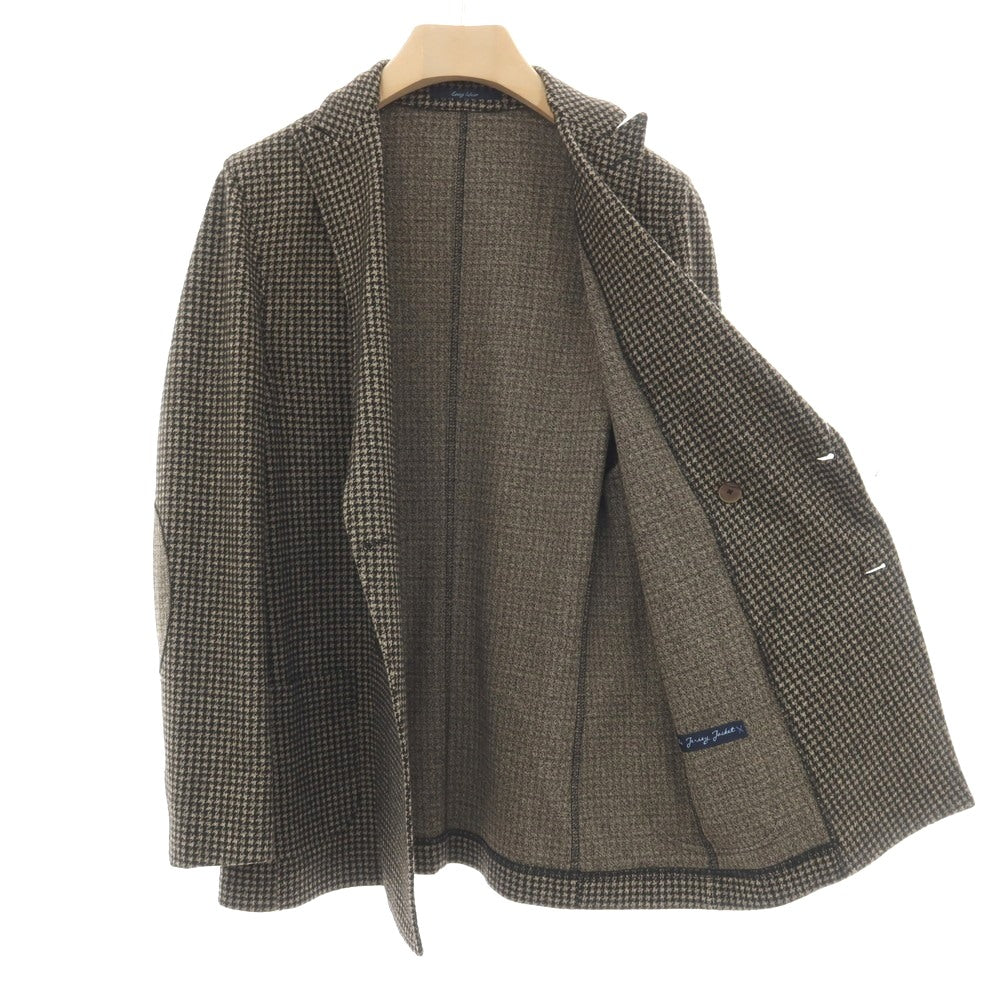 【中古】パオローニ PAOLONI レーヨンポリエステル ジャージー ハウンドトゥース ダブル6B カジュアルジャケット ブラックxベージュ【サイズ50】【 状態ランクB 】【 メンズ 】