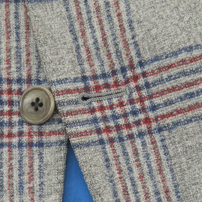 【中古】アザブテーラー azabu tailor JET CRUISE ウールナイロンシルクリネン チェック 3B テーラードジャケット グレーxネイビー【サイズ046 A】【 状態ランクB 】【 メンズ 】