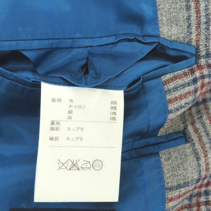 【中古】アザブテーラー azabu tailor JET CRUISE ウールナイロンシルクリネン チェック 3B テーラードジャケット グレーxネイビー【サイズ046 A】【 状態ランクB 】【 メンズ 】