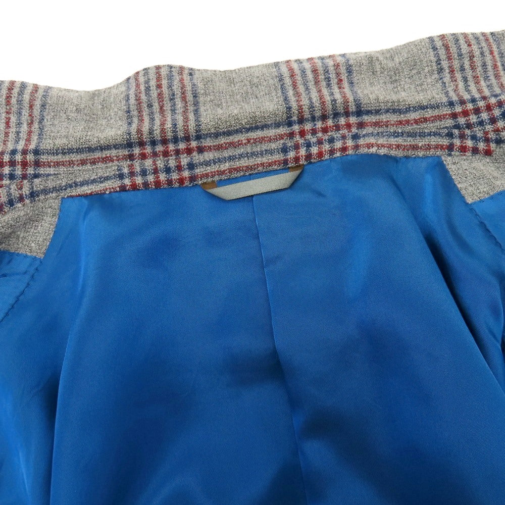 【中古】アザブテーラー azabu tailor JET CRUISE ウールナイロンシルクリネン チェック 3B テーラードジャケット グレーxネイビー【サイズ046 A】【 状態ランクB 】【 メンズ 】
