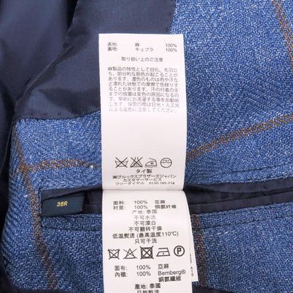 【中古】ブルックスブラザーズ Brooks Brothers リネン ウィンドウペーンチェック 2B テーラードジャケット ブルーxブラウン【サイズ38】【 状態ランクC 】【 メンズ 】