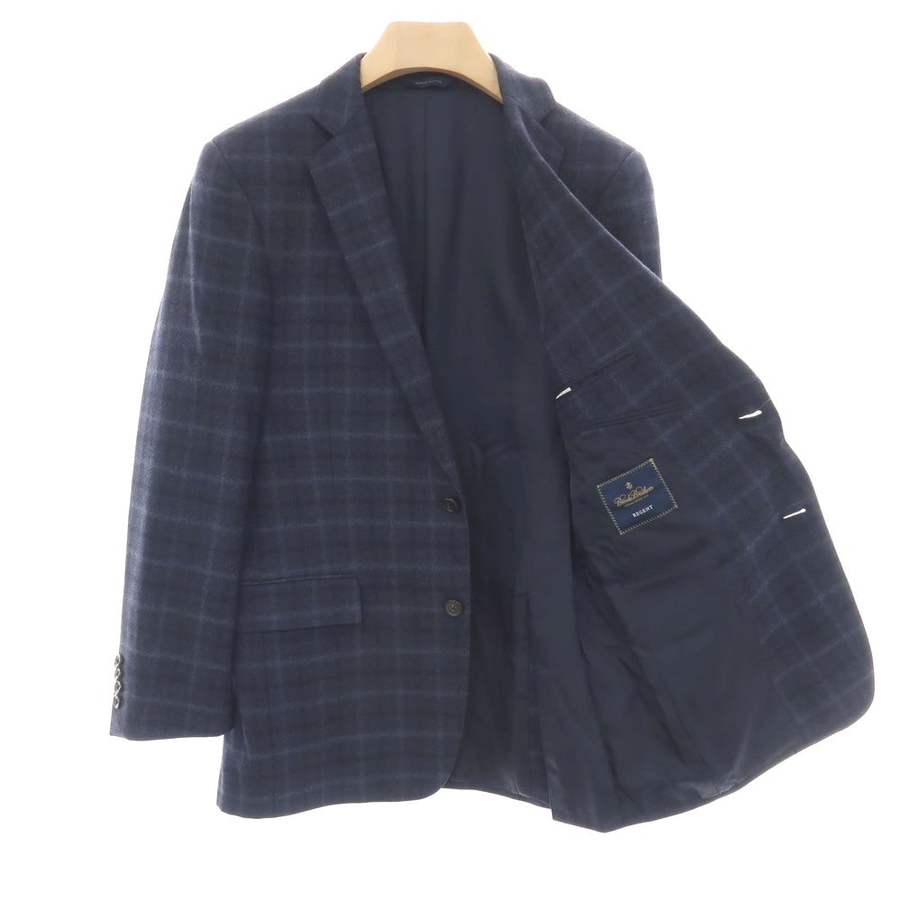 【中古】ブルックスブラザーズ Brooks Brothers REGENT ウール チェック 2B テーラードジャケット ネイビーxグレー【サイズ38R】【 状態ランクC 】【 メンズ 】