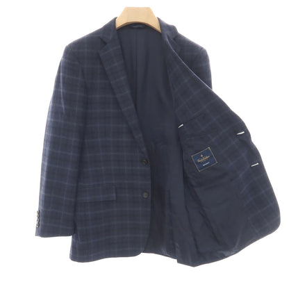 【中古】ブルックスブラザーズ Brooks Brothers REGENT ウール チェック 2B テーラードジャケット ネイビーxグレー【サイズ38R】【 状態ランクC 】【 メンズ 】
