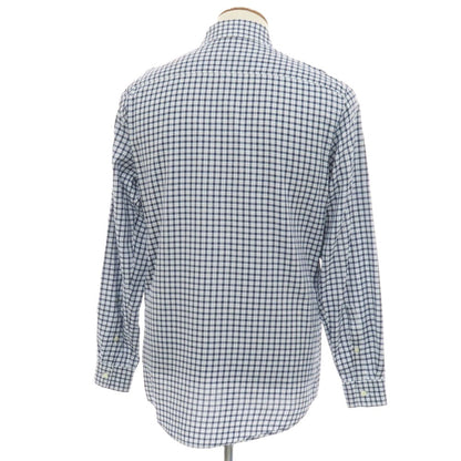 【中古】ジーゼニア Z Zegna コットン チェック ワイドカラー カジュアルシャツ ネイビーxホワイト【サイズM】【 状態ランクC 】【 メンズ 】