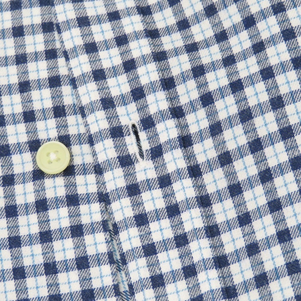 【中古】ジーゼニア Z Zegna コットン チェック ワイドカラー カジュアルシャツ ネイビーxホワイト【サイズM】【 状態ランクC 】【 メンズ 】