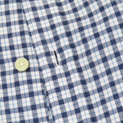 【中古】ジーゼニア Z Zegna コットン チェック ワイドカラー カジュアルシャツ ネイビーxホワイト【サイズM】【 状態ランクC 】【 メンズ 】