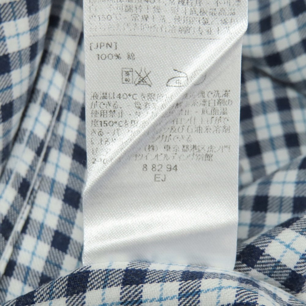 【中古】ジーゼニア Z Zegna コットン チェック ワイドカラー カジュアルシャツ ネイビーxホワイト【サイズM】【 状態ランクC 】【 メンズ 】
