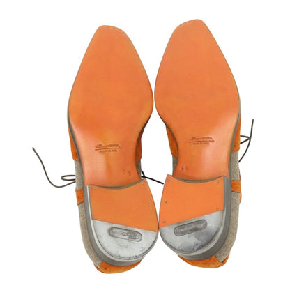 【中古】【未使用】サントーニ Santoni エストネーション別注 スエード ウール系 ドレスシューズ オレンジブラウンxグレー【サイズ5 1/2】【 状態ランクS 】【 メンズ 】