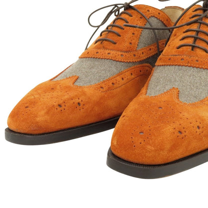 【中古】【未使用】サントーニ Santoni エストネーション別注 スエード ウール系 ドレスシューズ オレンジブラウンxグレー【サイズ5 1/2】【 状態ランクS 】【 メンズ 】