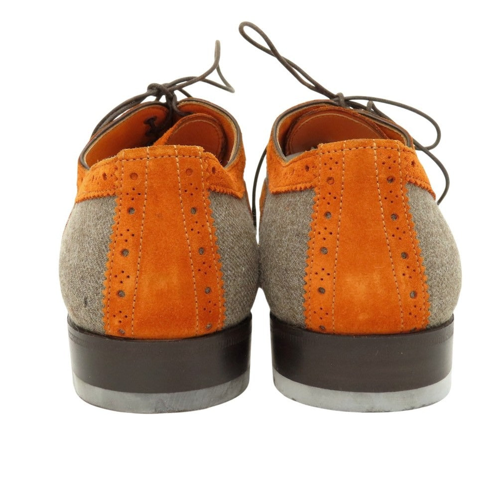 【中古】【未使用】サントーニ Santoni エストネーション別注 スエード ウール系 ドレスシューズ オレンジブラウンxグレー【サイズ5 1/2】【 状態ランクS 】【 メンズ 】