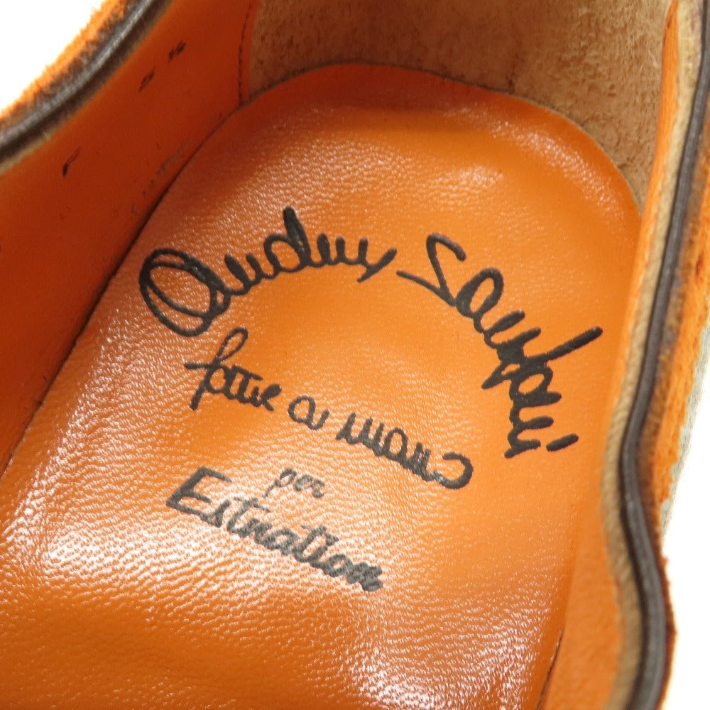 【中古】【未使用】サントーニ Santoni エストネーション別注 スエード ウール系 ドレスシューズ オレンジブラウンxグレー【サイズ5 1/2】【 状態ランクS 】【 メンズ 】