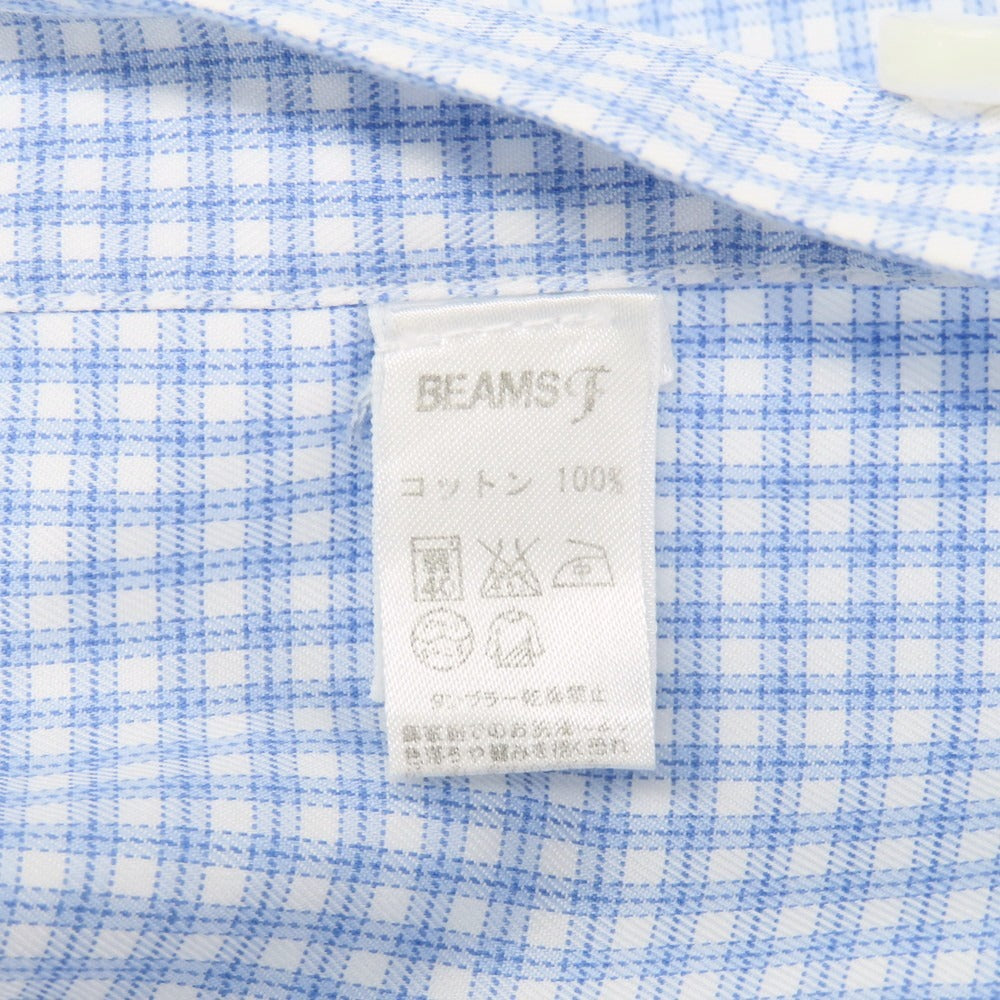 【中古】バルバ BARBA コットン チェック ワイドカラー ドレスシャツ ブルーxホワイト【サイズ39】【 状態ランクB 】【 メンズ 】