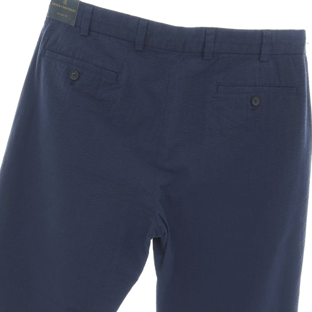 【中古】【未使用】ブルックスブラザーズ Brooks Brothers コットン シアサッカー カジュアルスラックスパンツ ネイビー【サイズ35】【 状態ランクS 】【 メンズ 】