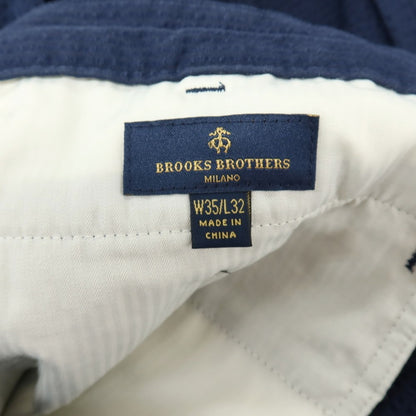 【中古】【未使用】ブルックスブラザーズ Brooks Brothers コットン シアサッカー カジュアルスラックスパンツ ネイビー【サイズ35】【 状態ランクS 】【 メンズ 】