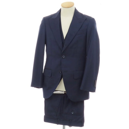 【中古】タカシマヤ takashimaya ELEFIT スリーピース ウール 2つボタンスーツ ネイビー【サイズ表記なし（S位)】【 状態ランクB 】【 メンズ 】