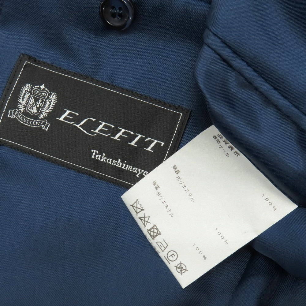 【中古】タカシマヤ takashimaya ELEFIT スリーピース ウール 2つボタンスーツ ネイビー【サイズ表記なし（S位)】【 状態ランクB 】【 メンズ 】