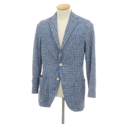 【中古】チルコロ1901 CIRCOLO 1901 コットン ジャージー チェック プリント 2B カジュアルジャケット ブルー系【サイズ44】【 状態ランクC 】【 メンズ 】
