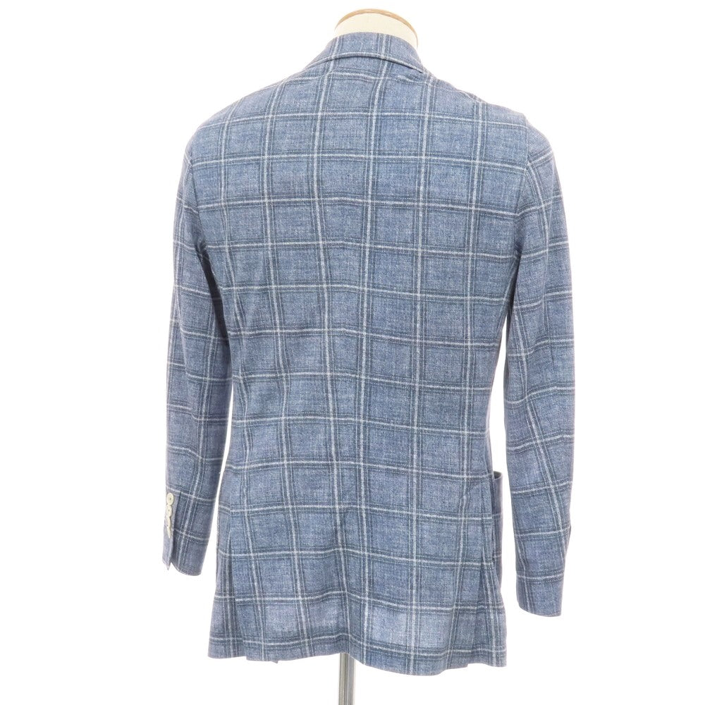 【中古】チルコロ1901 CIRCOLO 1901 コットン ジャージー チェック プリント 2B カジュアルジャケット ブルー系【サイズ44】【 状態ランクC 】【 メンズ 】