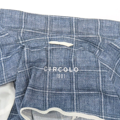 【中古】チルコロ1901 CIRCOLO 1901 コットン ジャージー チェック プリント 2B カジュアルジャケット ブルー系【サイズ44】【 状態ランクC 】【 メンズ 】