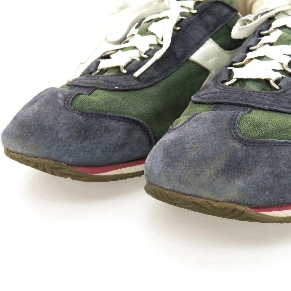 【中古】ディアドラ Diadora USED加工 キャンバス スエード スニーカー ネイビーxオリーブ【サイズ25】【 状態ランクC 】【 メンズ 】