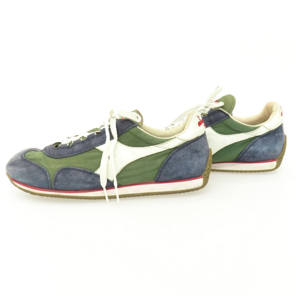 【中古】ディアドラ Diadora USED加工 キャンバス スエード スニーカー ネイビーxオリーブ【サイズ25】【 状態ランクC 】【 メンズ 】