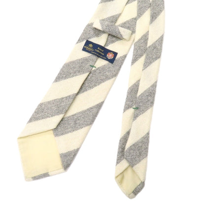 【中古】ルイジ ボレッリ Luigi Borrelli カシミヤ ストライプ柄ネクタイ グレーxオフホイワイト【 状態ランクB 】【 メンズ 】