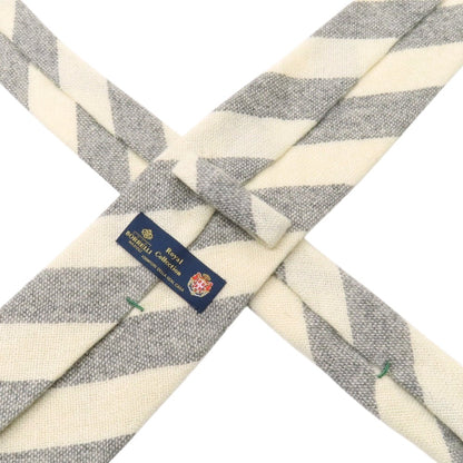 【中古】ルイジ ボレッリ Luigi Borrelli カシミヤ ストライプ柄ネクタイ グレーxオフホイワイト【 状態ランクB 】【 メンズ 】