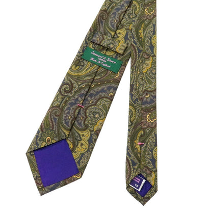 【中古】シーワード＆ スターン seaward&amp;stearn シルク プリント ペイズリー柄ネクタイ カーキ【 状態ランクB 】【 メンズ 】