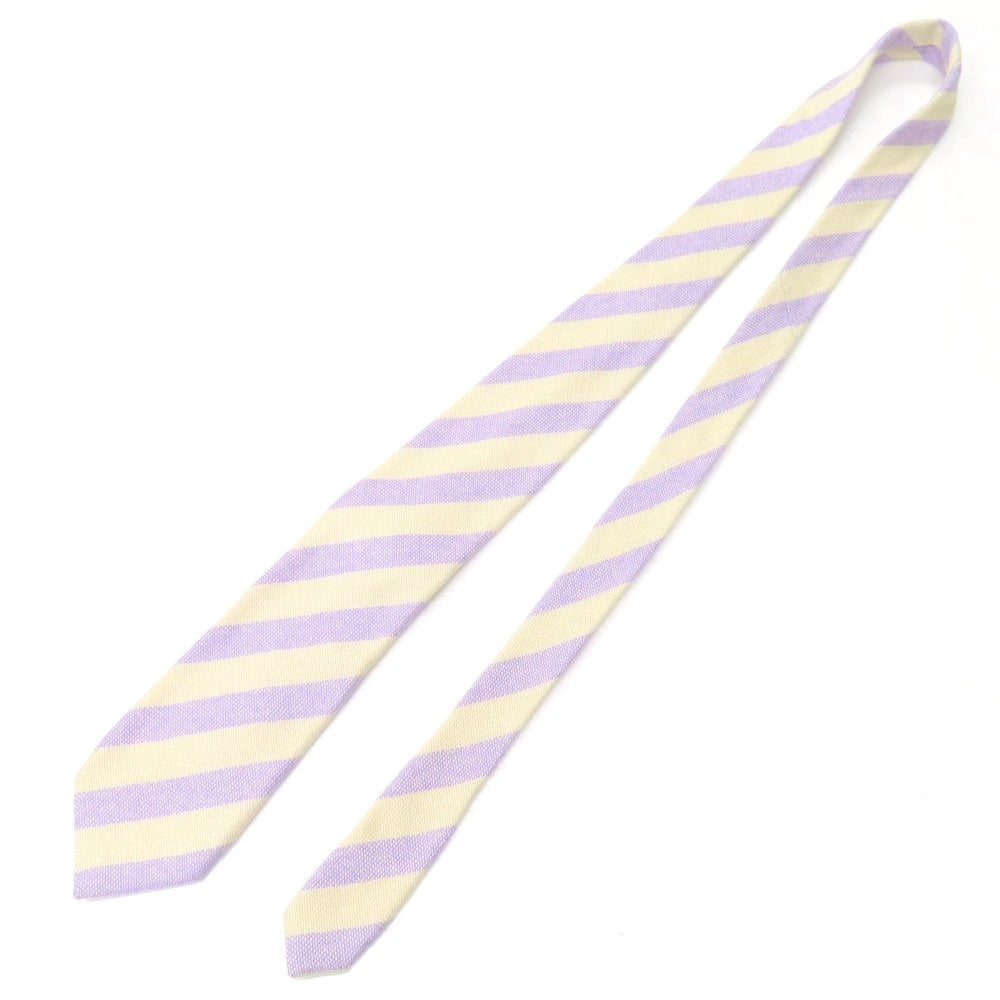 【中古】ペトロニウス PETRONIUS カシミヤ ストライプ柄ネクタイ ライトパープルxアイボリー【 状態ランクB 】【 メンズ 】
