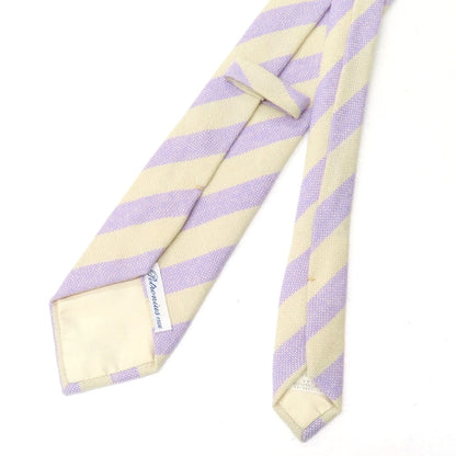 【中古】ペトロニウス PETRONIUS カシミヤ ストライプ柄ネクタイ ライトパープルxアイボリー【 状態ランクB 】【 メンズ 】