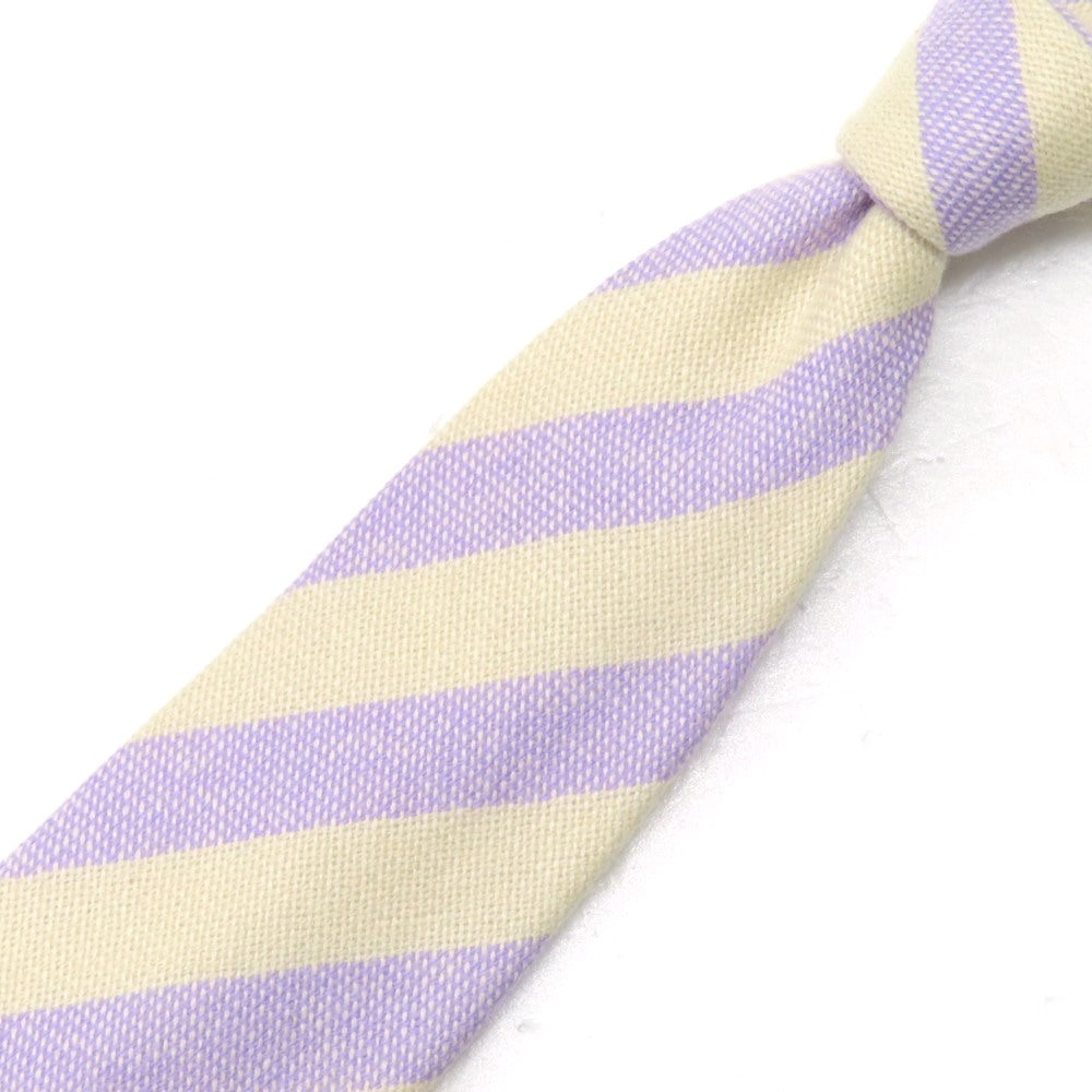 【中古】ペトロニウス PETRONIUS カシミヤ ストライプ柄ネクタイ ライトパープルxアイボリー【 状態ランクB 】【 メンズ 】
