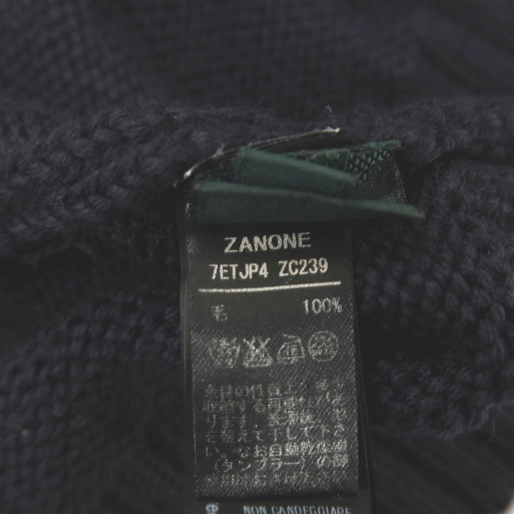 【中古】ザノーネ ZANONE CHIOTO キョート ミドルゲージ ウール スタンドカラー カーディガン ネイビー【サイズ46】【 状態ランクB 】【 メンズ 】
