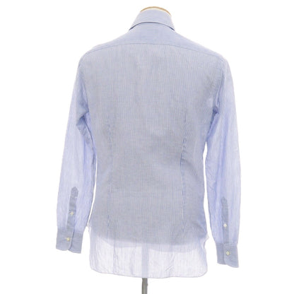【中古】バルバ BARBA コットンリネン ストライプ ホリゾンタルカラー ドレスシャツ ブルーxホワイト【サイズ37】【 状態ランクC 】【 メンズ 】